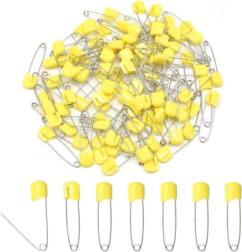 Hocansen 50 PCS Safety Pin 54mm/2.2in Baby Diaper Pins for Cloth Plastic Head Baby Pins for Diapers Stainless Steel Cloth Pins with Locking Closures Nappy Pin for Crafts（DT/Yellow） - Image 1